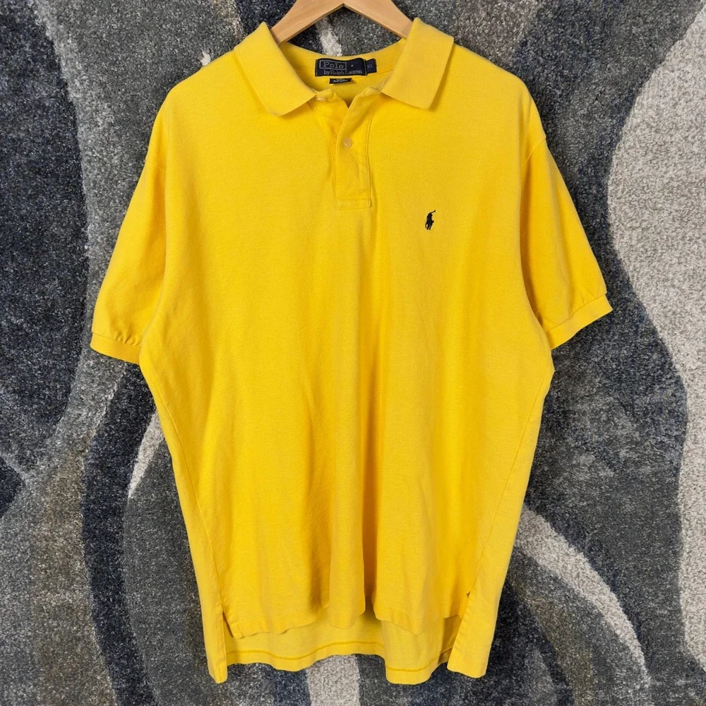 Polo Ralph Lauren Polo Shirt Mens XL Yellow Excellent Short Sleeve Pique Logo